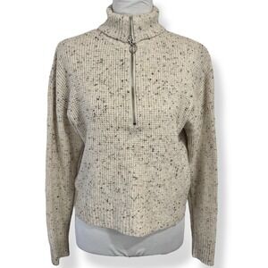 William‎ Rast Ring Zip Turtleneck Sweater Size Small Waffle Weave Cropped Casual